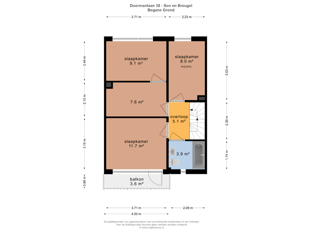 Bekijk plattegrond van EERSTE VERDIEPING van Doormanlaan 38