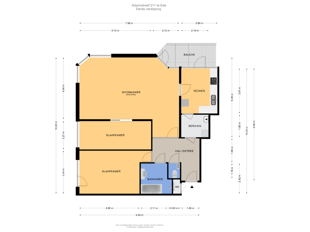 View floorplan of Derde verdieping of Adamsdreef 211