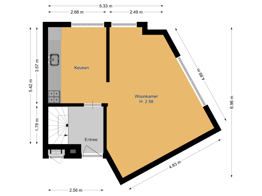 Bekijk plattegrond van Eerste verdieping van Honingstraat 47