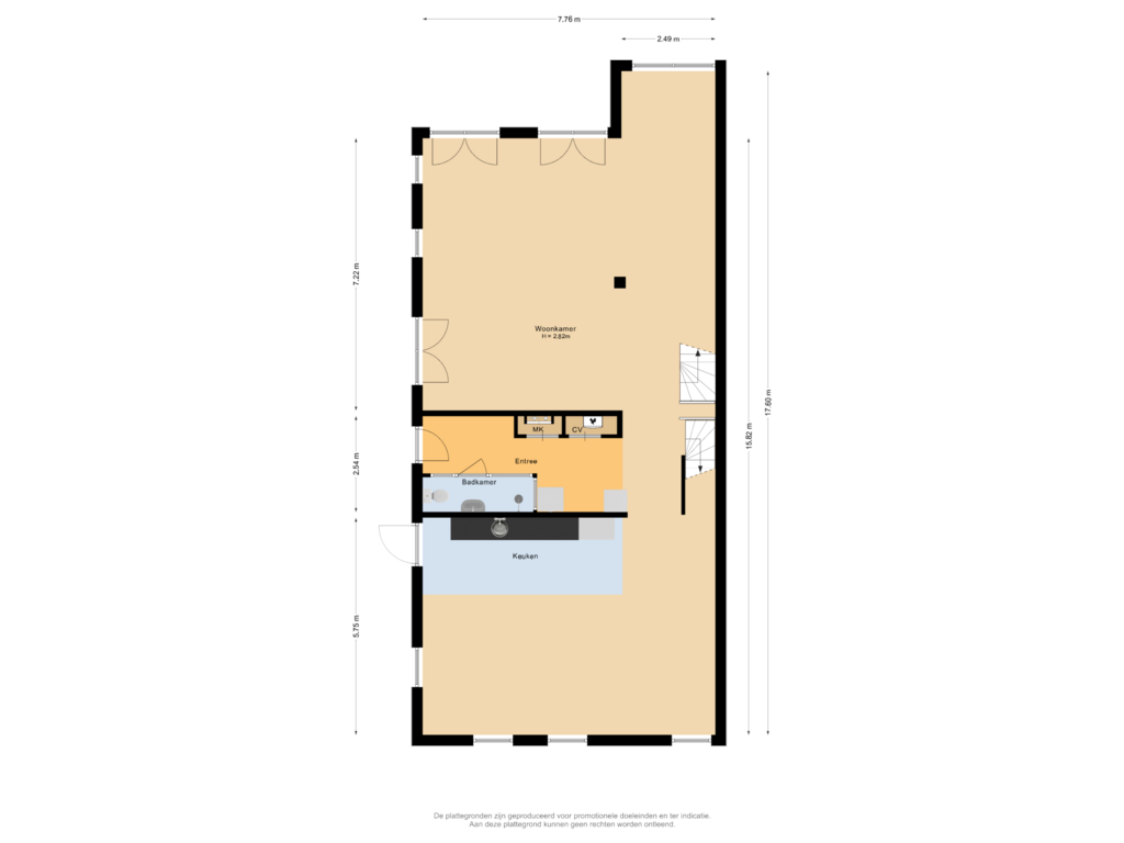 Bekijk plattegrond van Begane grond van Zuiderweg 27