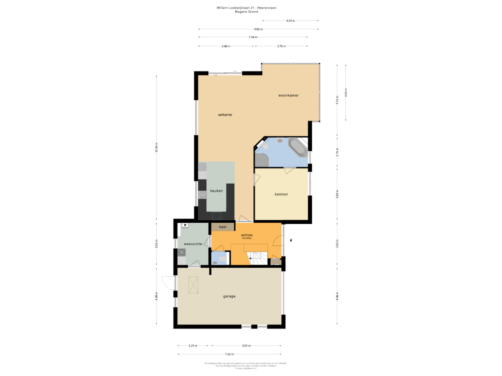 View floorplan of BEGANE GROND of Willem Lodewijklaan 21