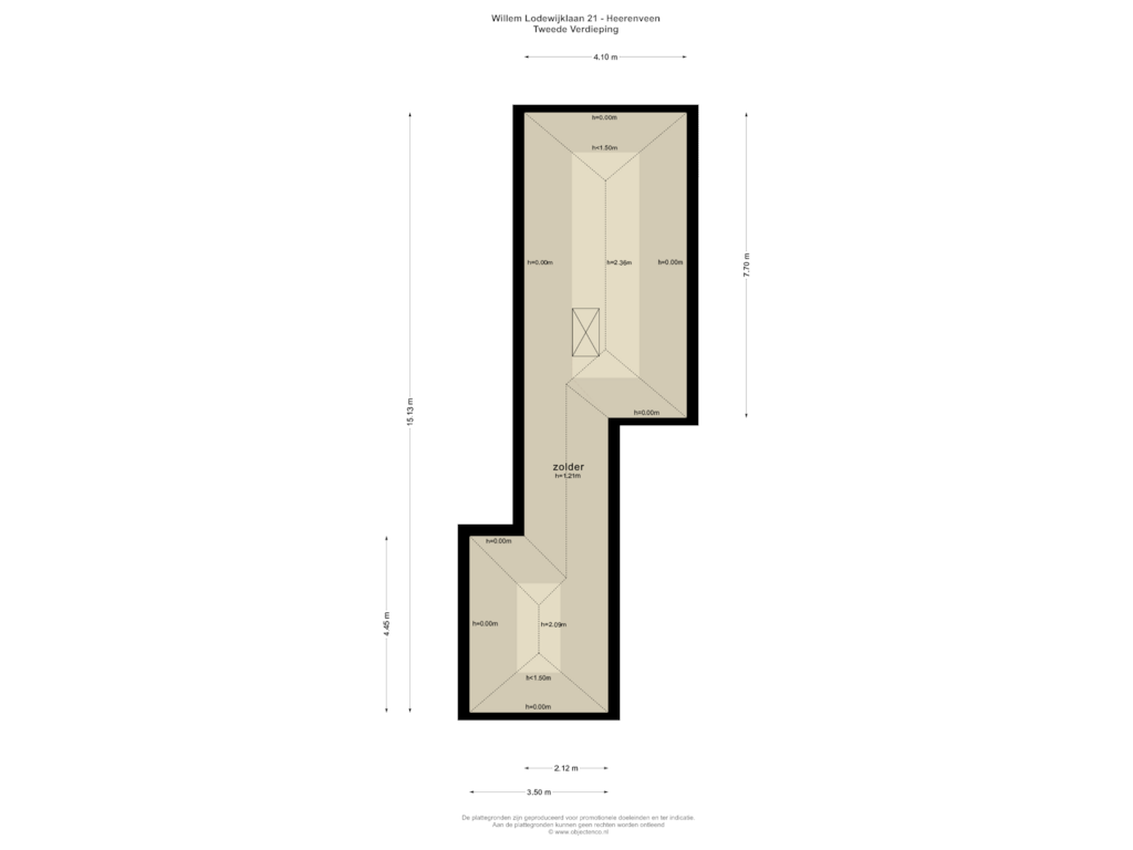 View floorplan of TWEEDE VERDIEPING of Willem Lodewijklaan 21