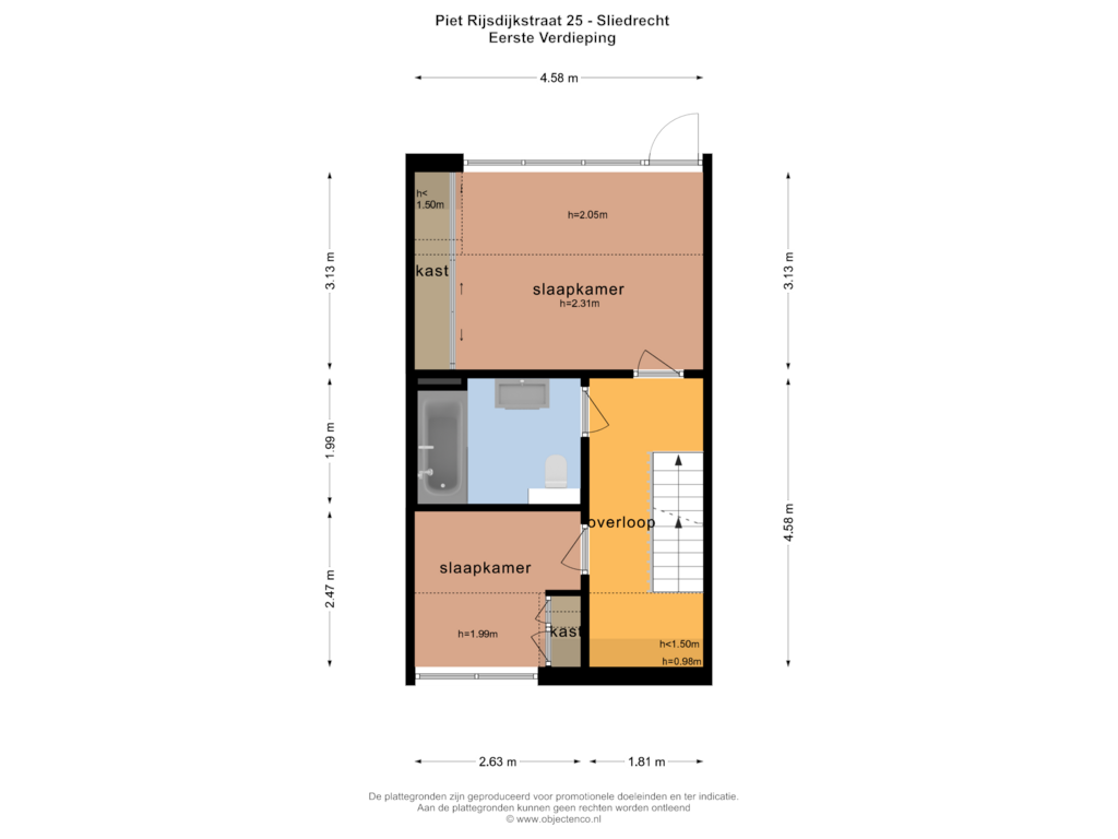 View floorplan of Eerste Verdieping of P. Rijsdijkstraat 25