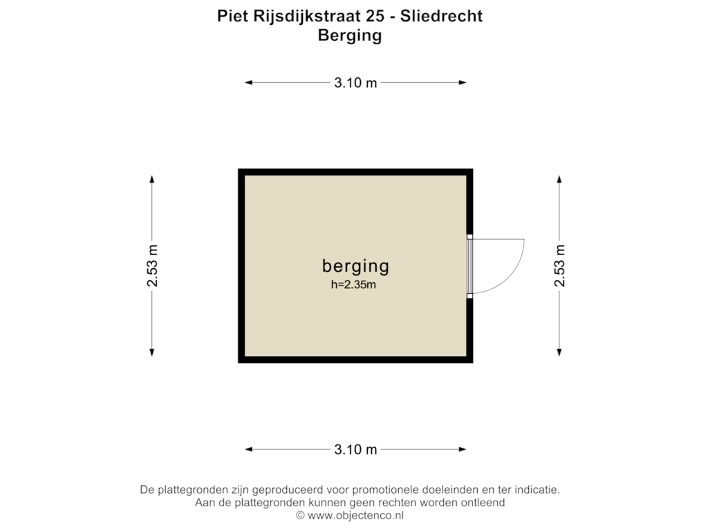 View floorplan of Berging of P. Rijsdijkstraat 25