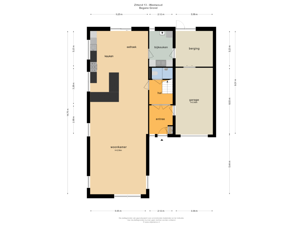 Bekijk plattegrond van BEGANE GROND van Zittend 13