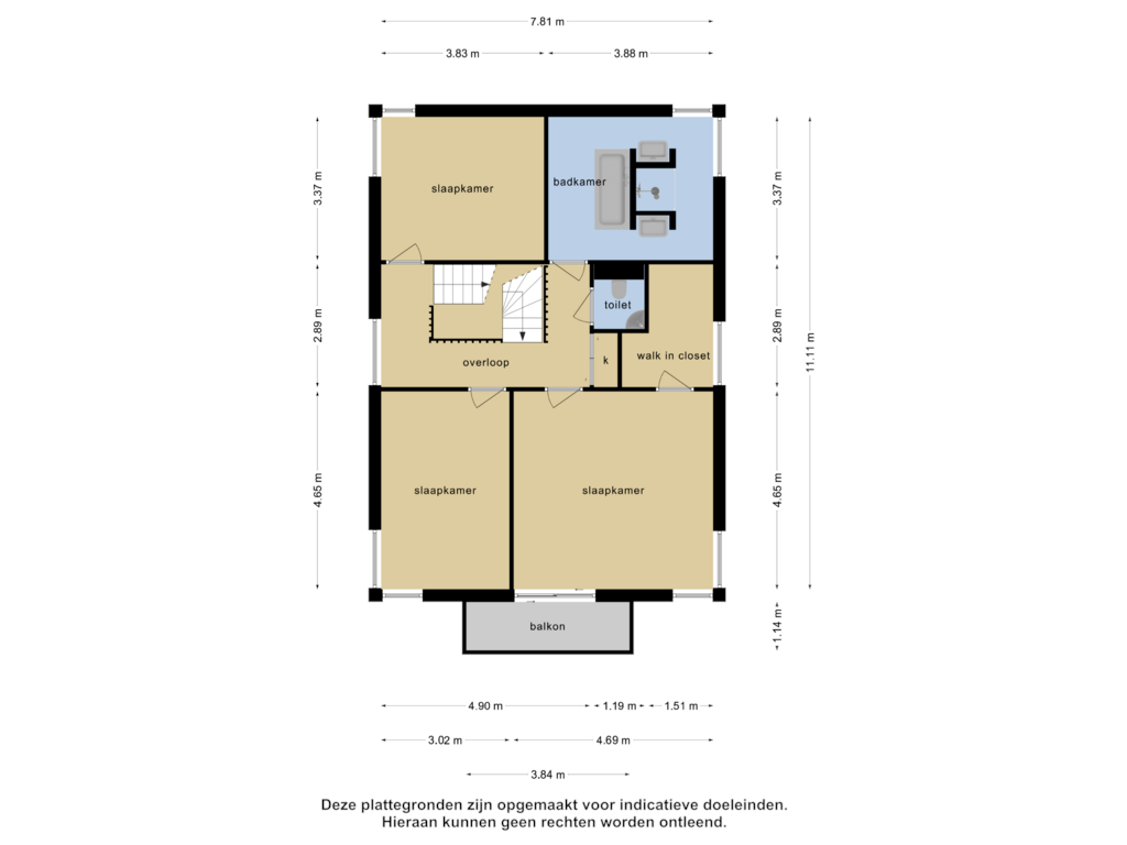 View floorplan of 1e verdieping of Boterbloem 21