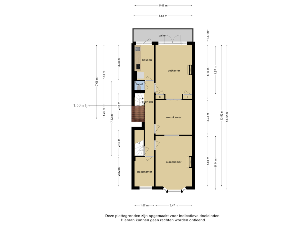 View floorplan of 1e verdieping of Beukelsweg 44-A02