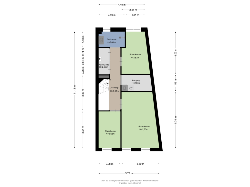 Bekijk plattegrond van Tweede  verdieping van Veerkade 338