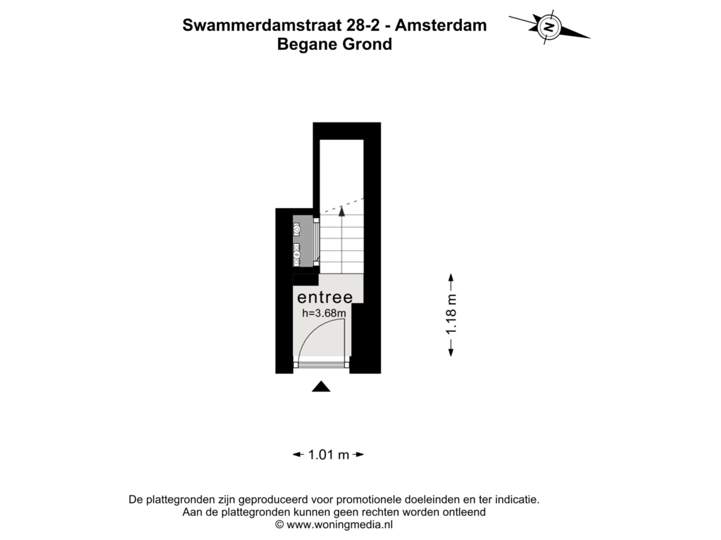 Bekijk plattegrond van BEGANE GROND van Swammerdamstraat 28-2