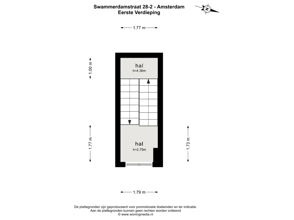 Bekijk plattegrond van EERSTE VERDIEPING van Swammerdamstraat 28-2