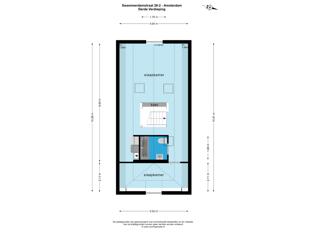 Bekijk plattegrond van DERDE VERDIEPING van Swammerdamstraat 28-2