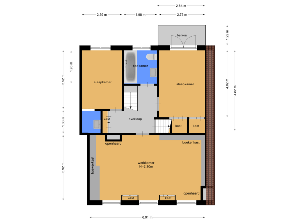 Bekijk plattegrond van Eerste verdieping van Turfpoortstraat 39