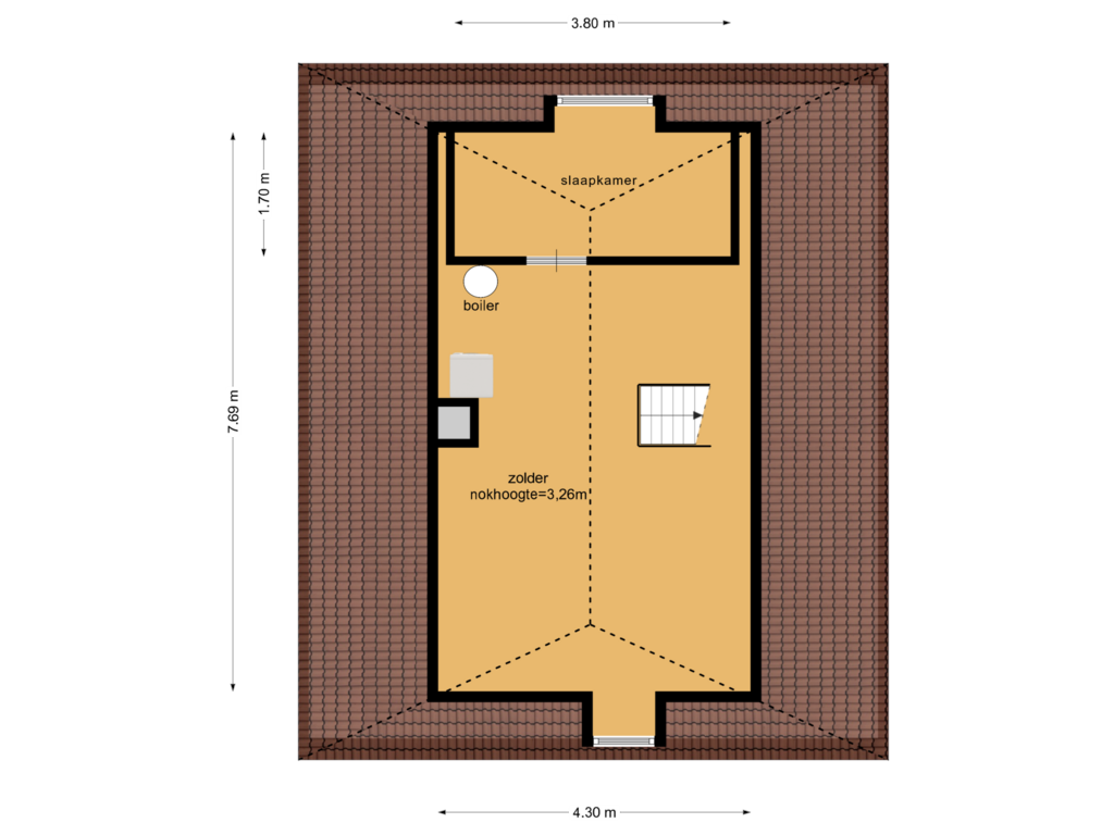 Bekijk plattegrond van Tweede verdieping van Turfpoortstraat 39