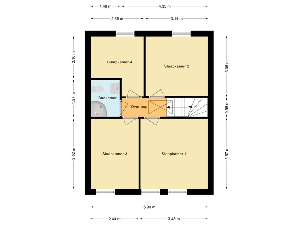 Bekijk plattegrond van Eerste verdieping van Kerkeweilaan 1