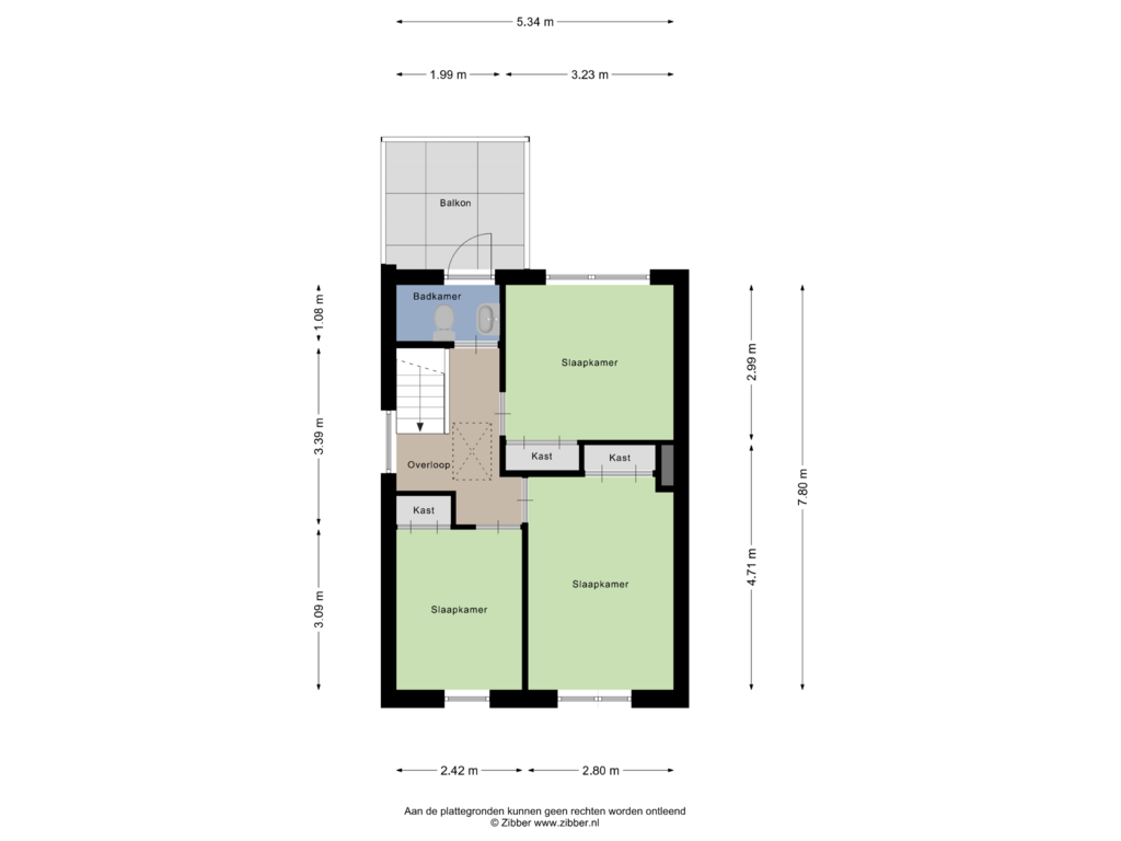 View floorplan of Eerste Verdieping of Castorweg 290