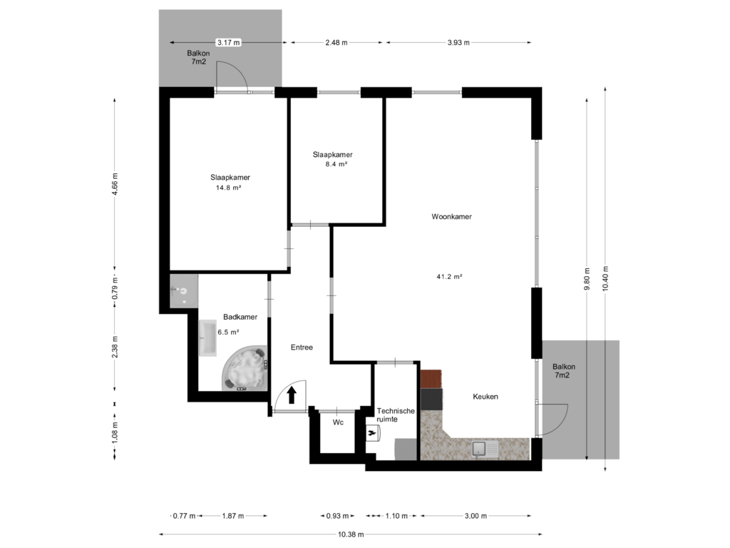 View floorplan of Begane grond of Stationsweg 1-B