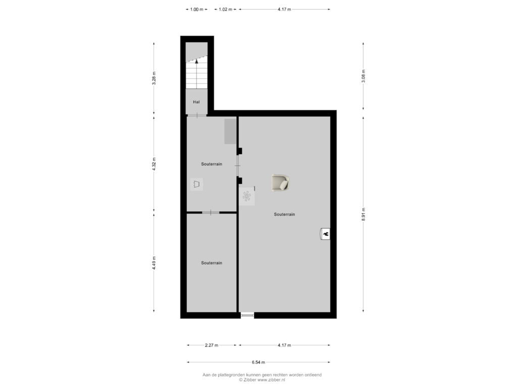 Bekijk plattegrond van Souterrain van Thorbeckestraat 5