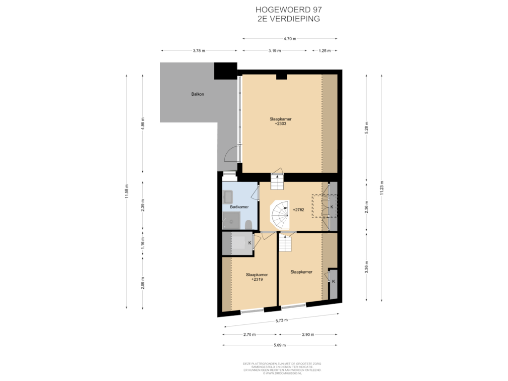 Bekijk plattegrond van 2E Verdieping van Hogewoerd 97