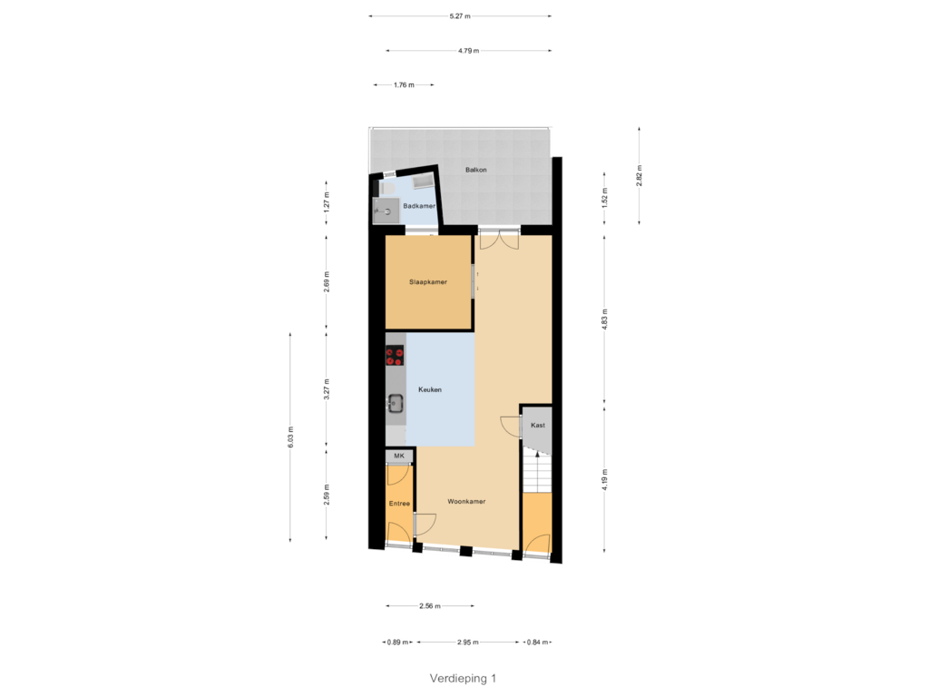 Bekijk plattegrond van Verdieping 1 van Hazewindhondstraat 16