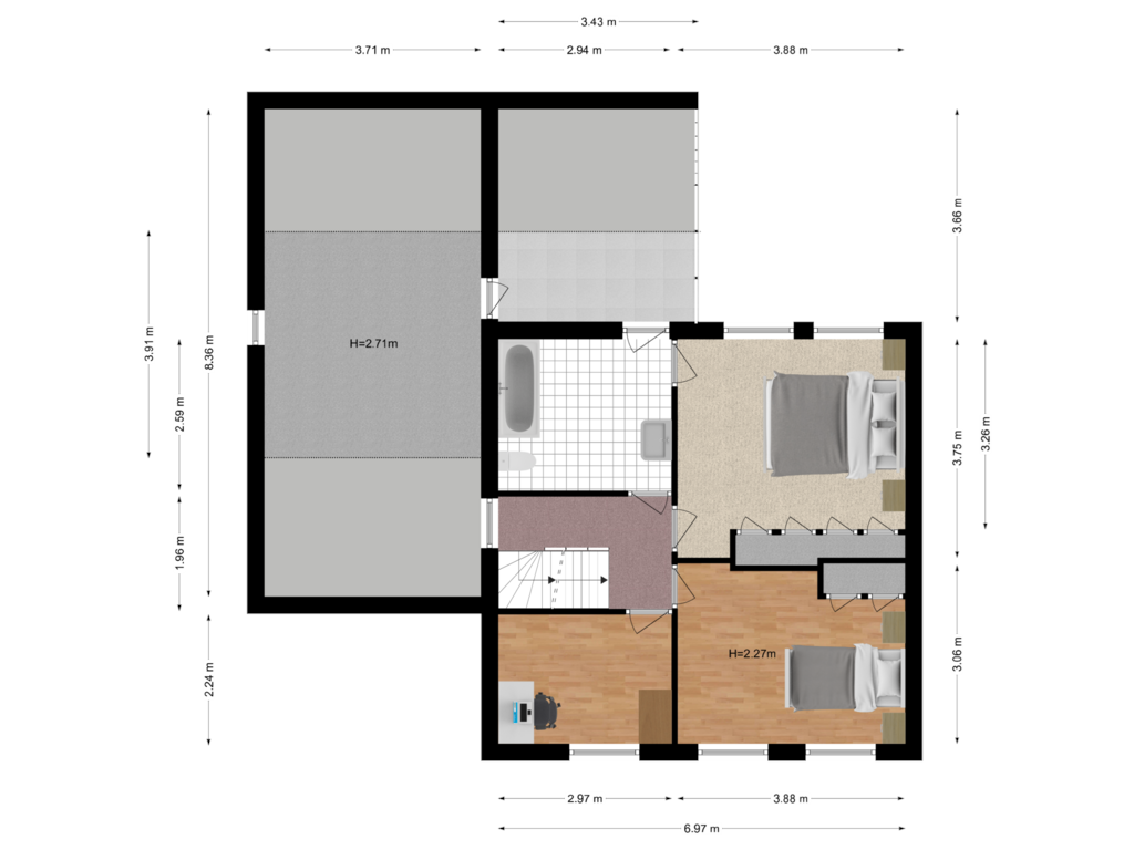 Bekijk plattegrond van Eerste verdieping van De Boggerd 7