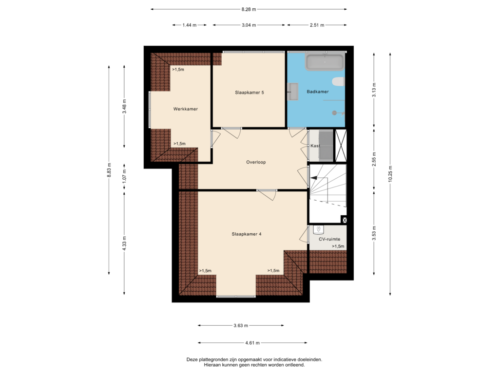 Bekijk plattegrond van Zolder van Vondellaan 50