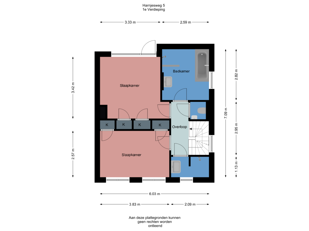 Bekijk plattegrond van 1e Verdieping van Harnjesweg 5