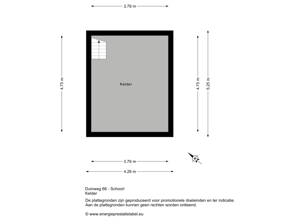 Bekijk plattegrond van Kelder van Duinweg 66