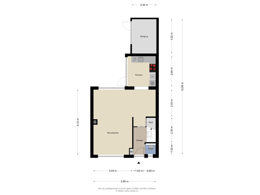 Bekijk plattegrond van Begane grond van Hattingalaan 9