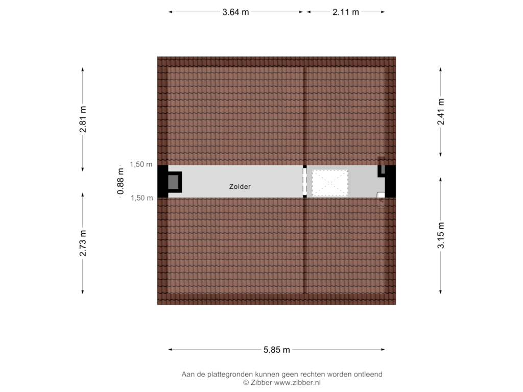 Bekijk plattegrond van Zolder van Hattingalaan 9