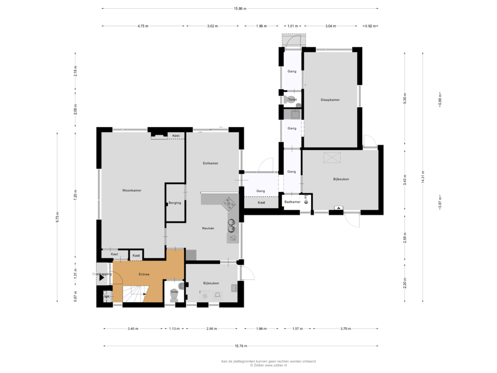 View floorplan of Begane Grond of Noorderhemweg 10