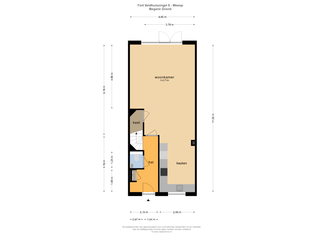 View floorplan of Begane Grond of Fort Veldhuissingel 8