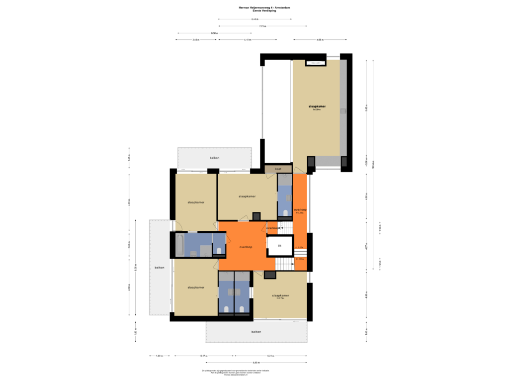 Bekijk plattegrond van EERSTE VERDIEPING van Herman Heijermansweg 4