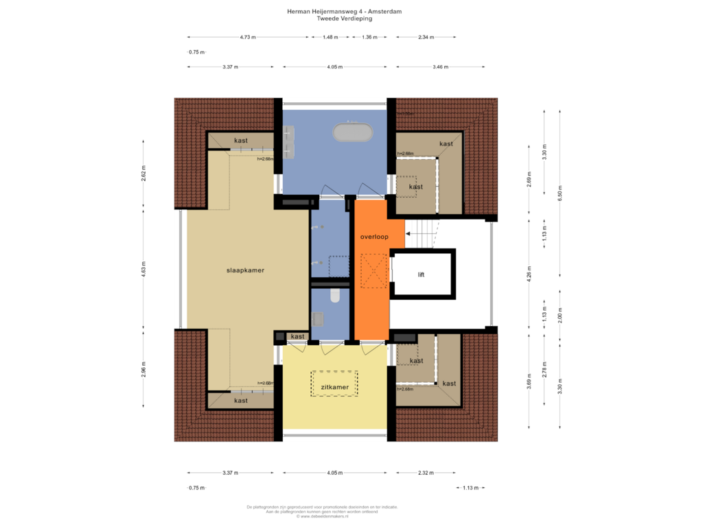 Bekijk plattegrond van TWEEDE VERDIEPING van Herman Heijermansweg 4