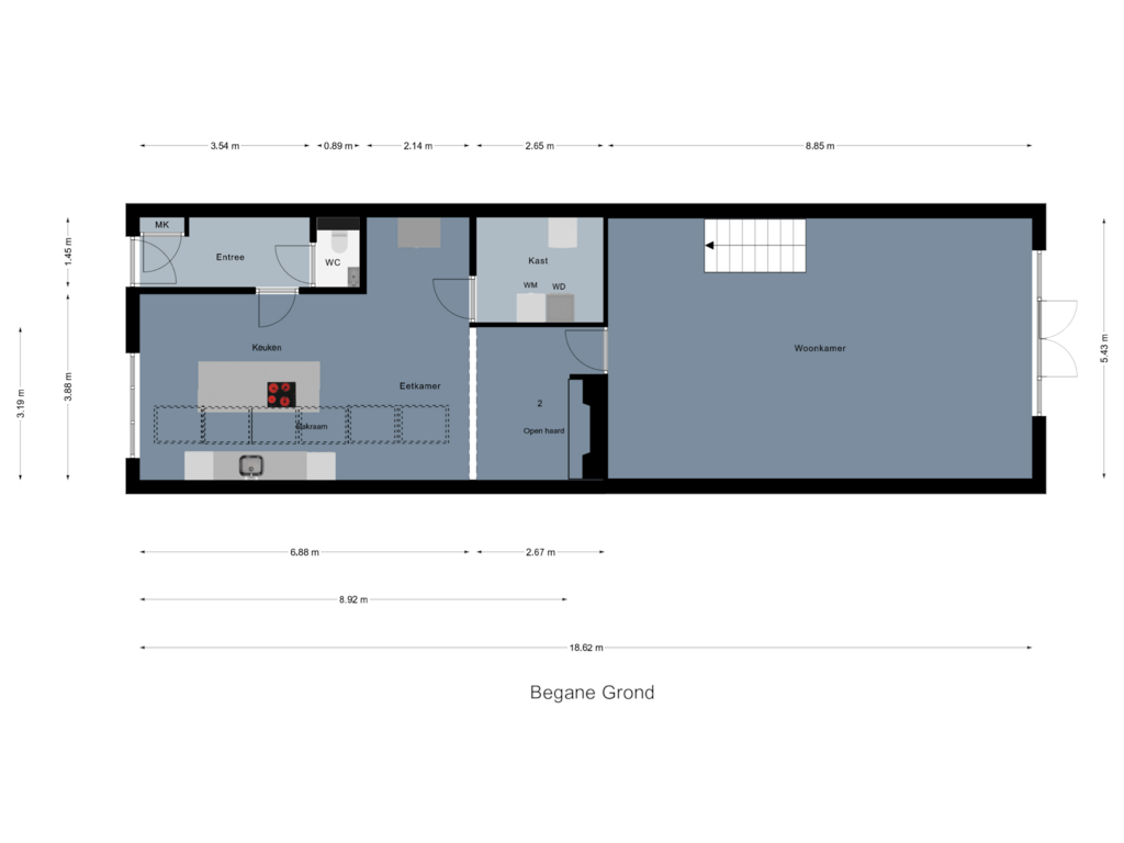 View floorplan of Begane Grond of Kalverstraat 33