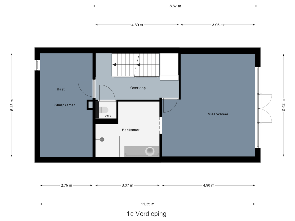 View floorplan of 1e Verdieping of Kalverstraat 33