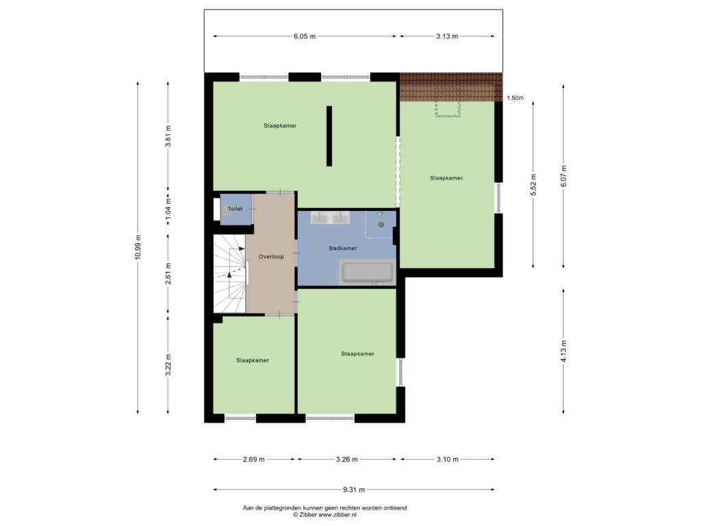 View floorplan of Eerste Verdieping of Rosellestraat 19