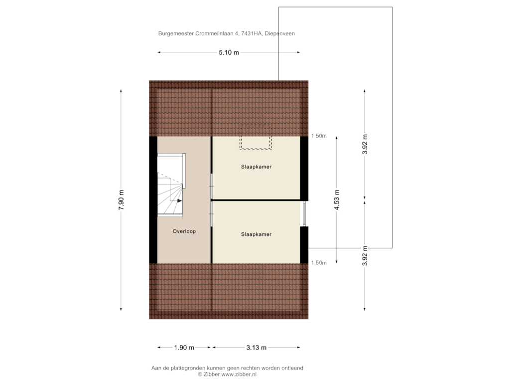 View floorplan of Tweede Verdieping of Burg. Crommelinlaan 4