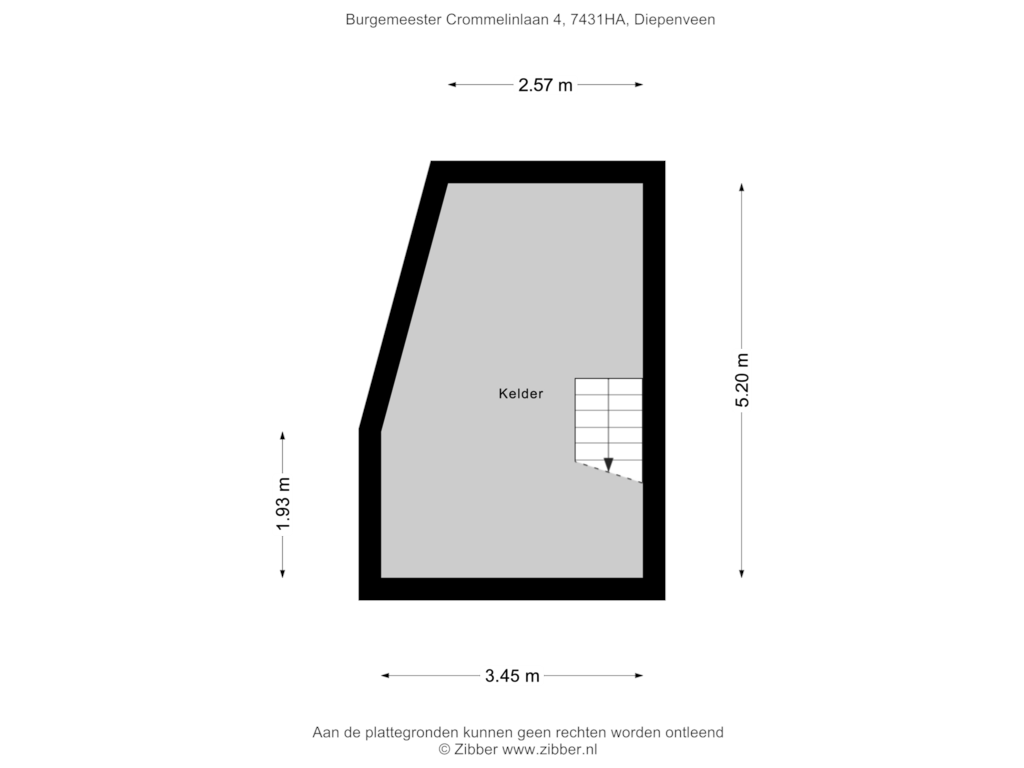 View floorplan of Kelder of Burg. Crommelinlaan 4