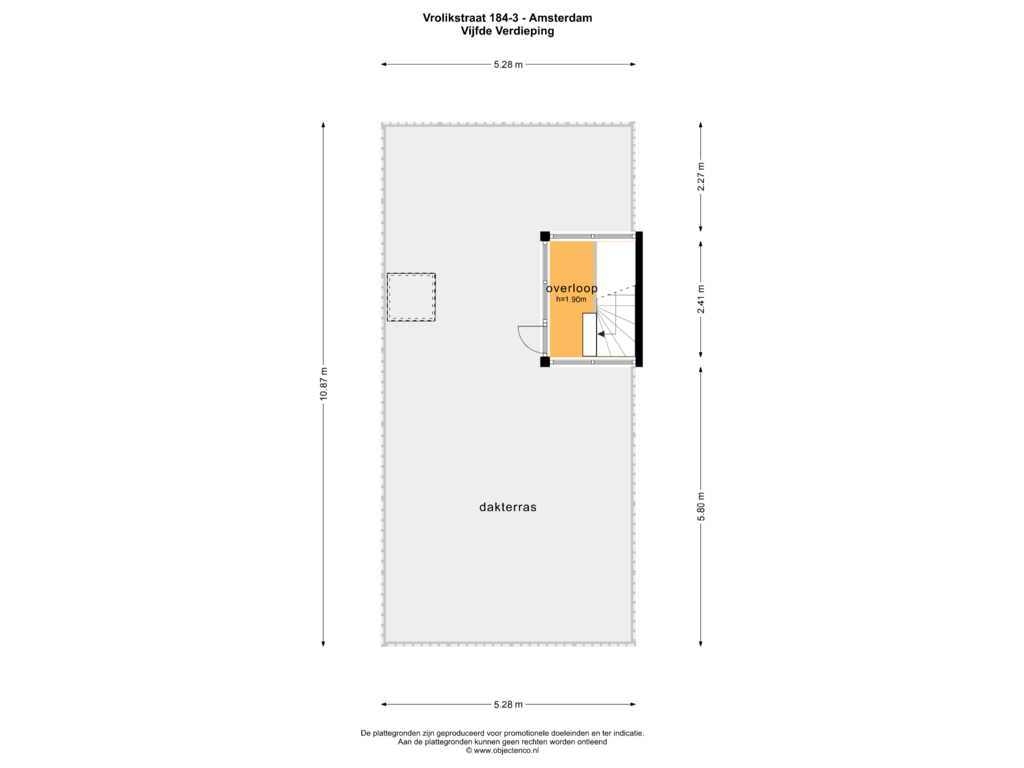 Bekijk plattegrond van VIJFDE VERDIEPING van Vrolikstraat 184-3