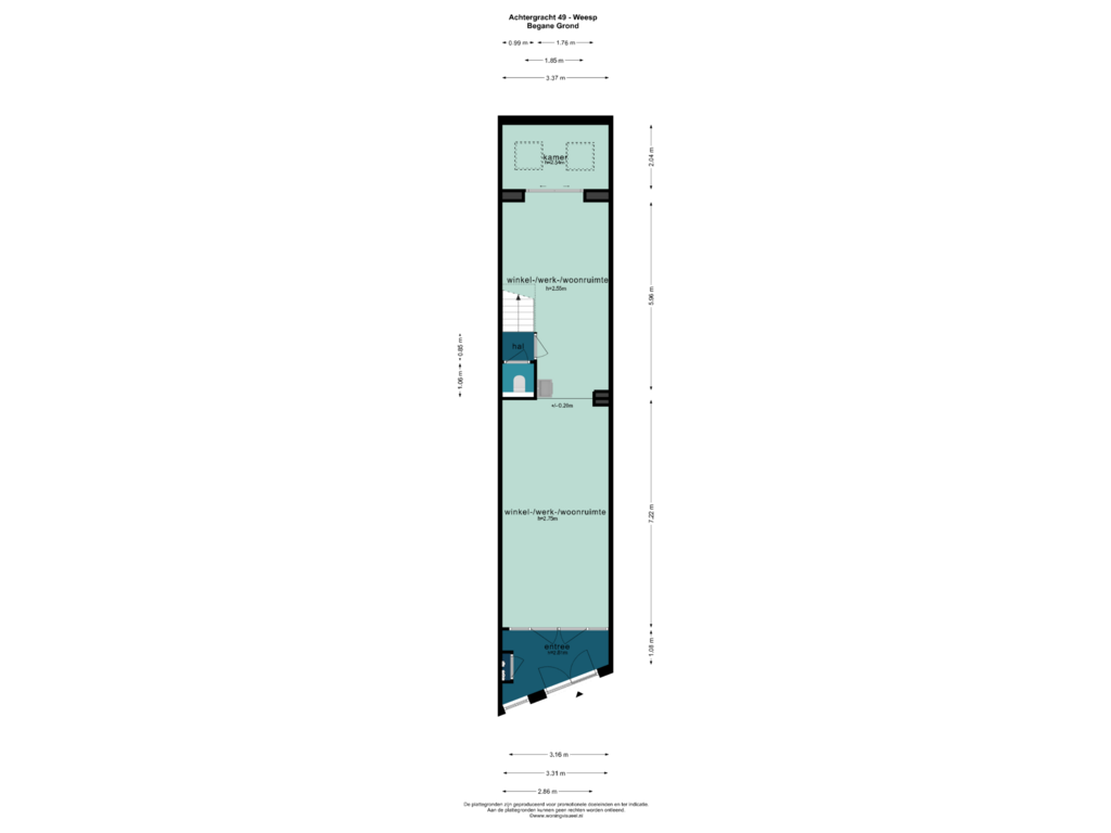 View floorplan of BEGANE GROND of Achtergracht 49