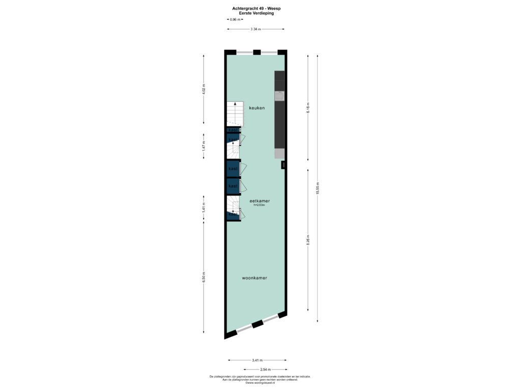 View floorplan of EERSTE VERDIEPING of Achtergracht 49