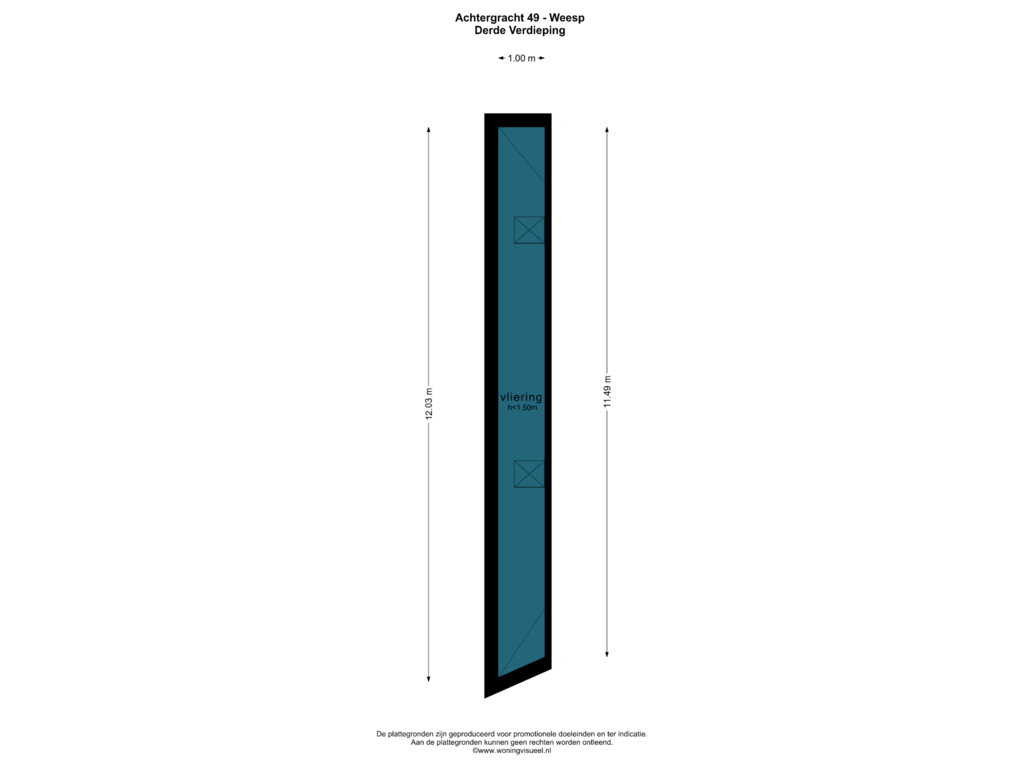 View floorplan of DERDE VERDIEPING of Achtergracht 49