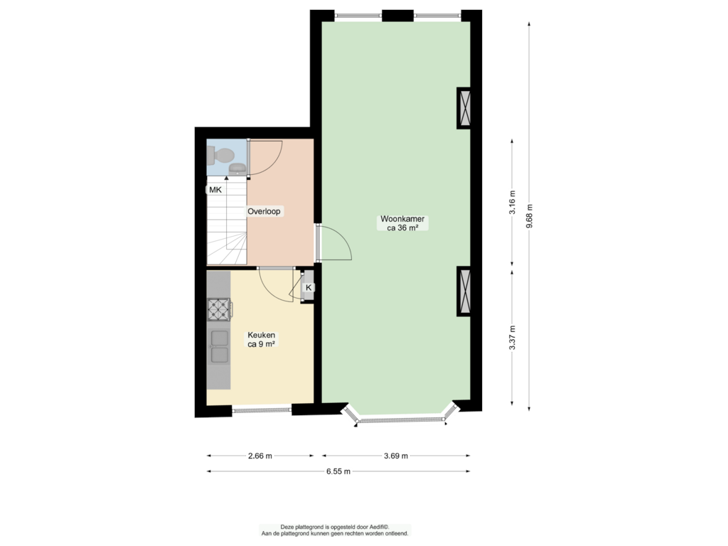 Bekijk plattegrond van Eerste verdieping van Ernst Casimirlaan 3-A