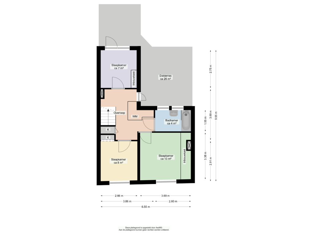 Bekijk plattegrond van Tweede verdieping van Ernst Casimirlaan 3-A