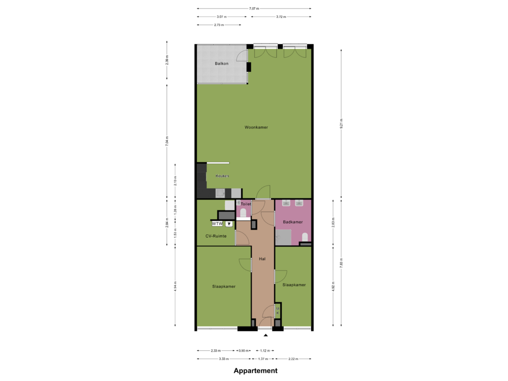 View floorplan of Appartement of Achter de Steenen Trappen 9