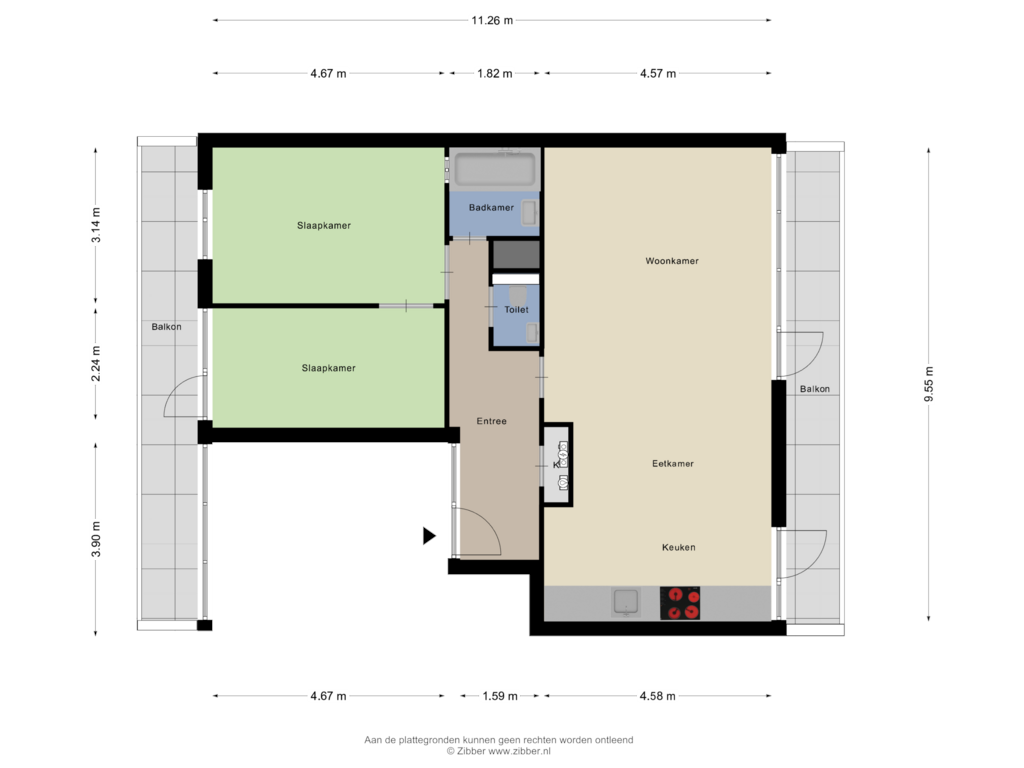 View floorplan of Appartement of Ir. Lelystraat 188