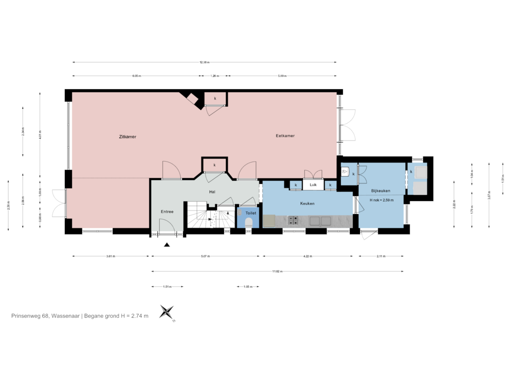 View floorplan of Begane grond of Prinsenweg 68