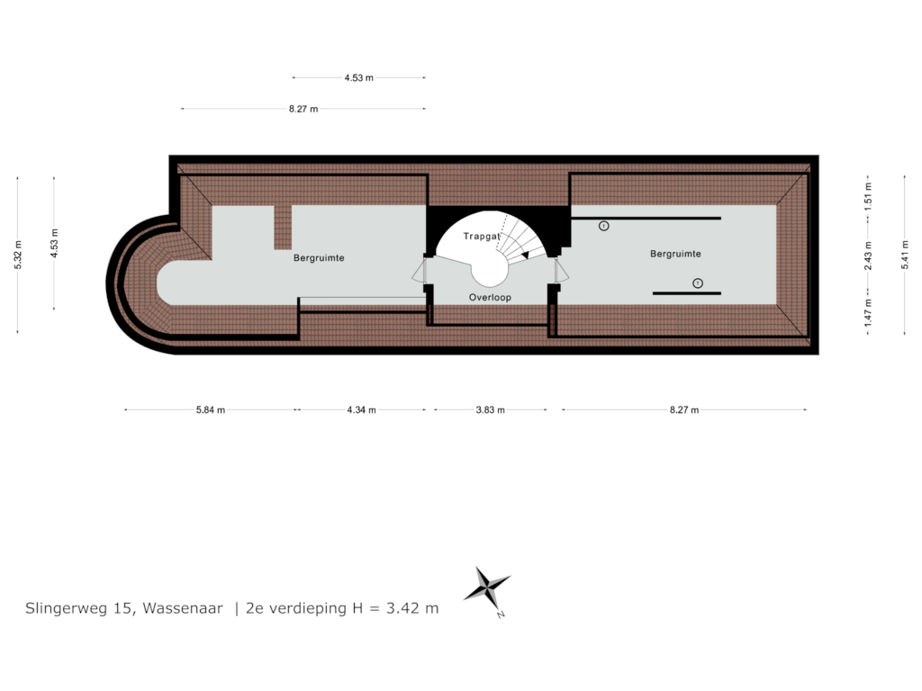 Bekijk plattegrond van 2e verdieping van Slingerweg 15