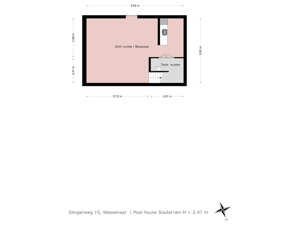 Bekijk plattegrond van Pool house Souterrain van Slingerweg 15