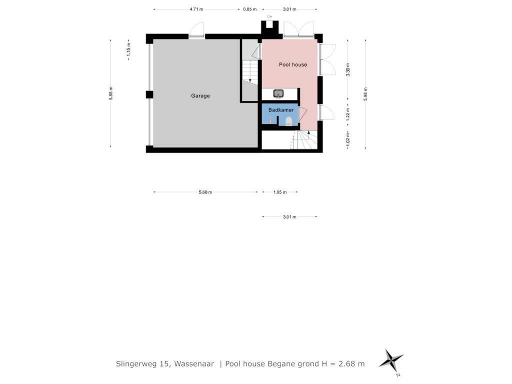 Bekijk plattegrond van Pool house Begane grond van Slingerweg 15